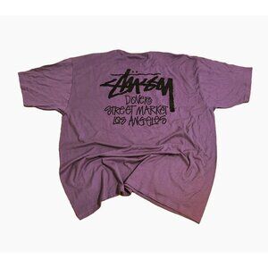 Stussy T-shirt Mens XXL Dover Street Market Purple Graphic Print Sleeve Pullover